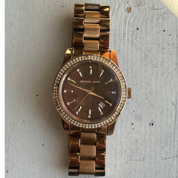 Michael Kors MK5494 Women's Stainless Steel Analog Brown Dial Quartz Watch $375 - Picture 7 of 11